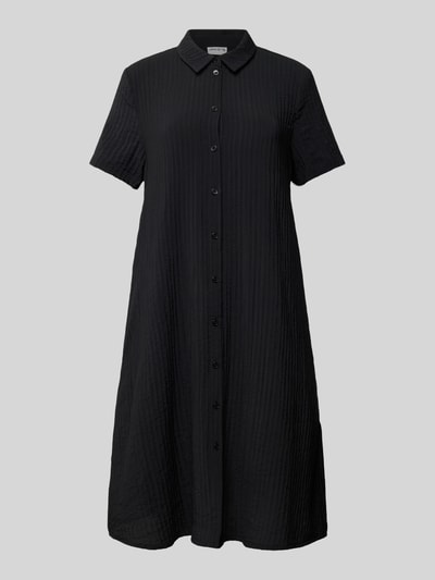Jake*s Casual Knielanges Hemdblusenkleid mit Strukturmuster Black 2