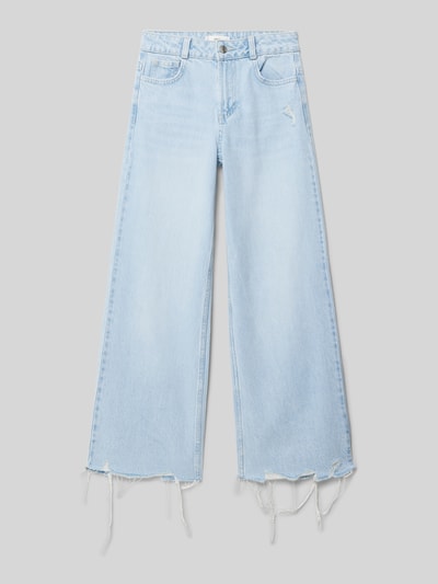 Mango Wide Leg Jeans im Destroyed-Look Hellblau 1