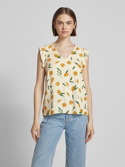 Pieces  Regular Fit Blusentop mit Kappärmeln Modell 'NYA' Offwhite 4
