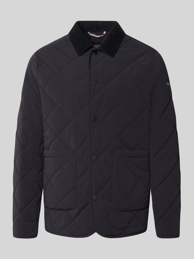 Produktfoto, Regular Fit Jacke in Stepp-Optik Modell 'Rapid' von CINQUE in Dunkelblau, elastischer Material-Mix, Umlegekragen, aufgesetzte Taschen