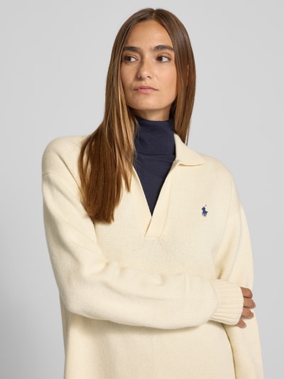 Polo Ralph Lauren Wollen jurk met logostitching Zand - 3