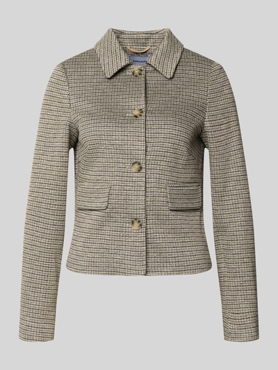Produktfoto, Slim Fit Blazer mit Pattentaschen von MORE, klassisches Hahnentritt-Muster, beige-schwarz, Umlegekragen, glatte Textur