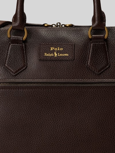Polo Ralph Lauren Laptoptasche aus Rindsleder mit Laptopfach Dunkelbraun 6