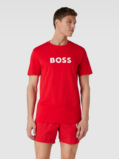 BOSS T-Shirt mit Label-Print Modell 'Basic Logo' Rot 4