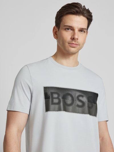 BOSS Green T-shirt met labelprint Lichtgrijs - 3