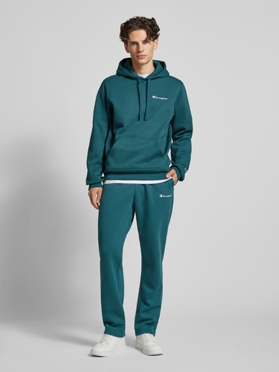 CHAMPION Straight fit sweatpants met labelstitching Donkergroen - 1