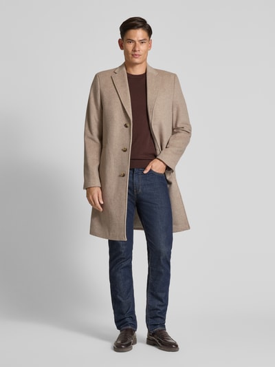 Christian Berg Men Wollen jas met reverskraag Beige - 1