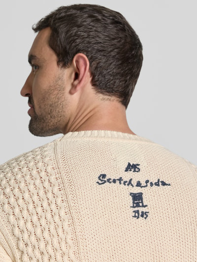 Scotch & Soda Gebreide pullover met stitchings model 'DELFTS BLAUW' Zand - 3