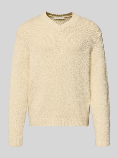 SELECTED HOMME Sweter z dzianiny o kroju regular fit z czystej bawełny ekologicznej model ‘ANGUS’ Złamany biały 2