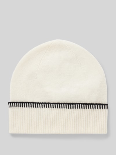 Christian Berg Woman Wollen beanie met omslag in riblook Offwhite - 1