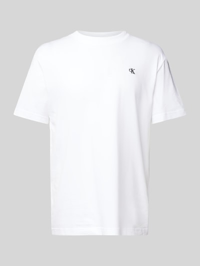 Calvin Klein Jeans T-Shirt mit geripptem Rundhalsausschnitt Weiss 2