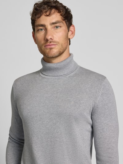 Christian Berg Men Slim fit pullover van een mix van katoen en wol  Lichtgrijs gemêleerd - 3