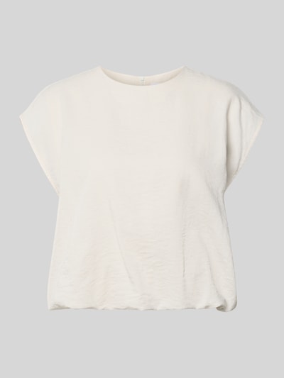Produktfoto, cremefarbene Bluse mit Rundhalsausschnitt und Kappärmeln von Jake*s Collection, gerader Schnitt, strukturierte Oberfläche