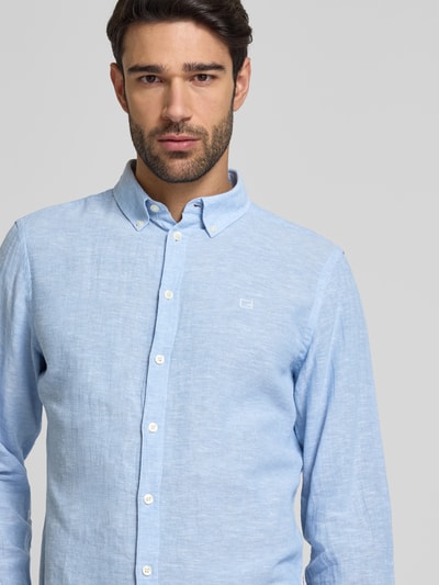 Casual Friday Regular Fit Leinenhemd mit Button-Down-Kragen Modell 'Anton' Hellblau 3