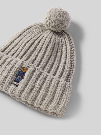 Polo Ralph Lauren Wollmütze mit Motiv-Stitching Modell 'DENIM BEAR' Hellgrau 2