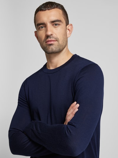 SELECTED HOMME Gebreide pullover met ribboorden, model 'TRAY' Donkerblauw - 3