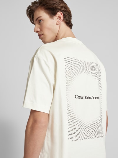 Calvin Klein Jeans T-shirt met labelprint, model 'SQUARE FREQUENCY' Offwhite - 3