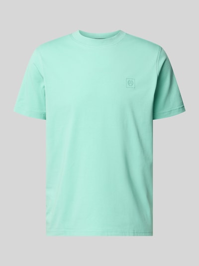 Produktfoto, Regular Fit T-Shirt aus Baumwoll-Mix von Lerros, Unifarbe Mint, Rundhalsausschnitt, Label-Detail, glatte Textur