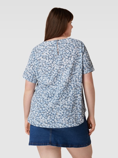 ONLY CARMAKOMA PLUS SIZE blouseshirt met all-over motief, model 'VICA' Lichtblauw - 5