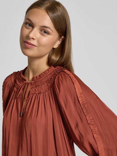s.Oliver BLACK LABEL Regular Fit Langarmblusen mit Rüschen Rostrot 3