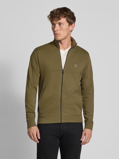 BOSS Orange Regular fit sweatjack van puur katoen Kaki - 4