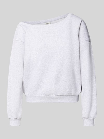 Produktfoto, hellgraues Loose Fit Sweatshirt aus Baumwoll-Mix Modell 'RHINA' von ONLY mit feiner Struktur, Damen Sweatshirt von ONLY