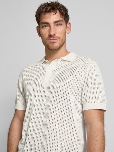 Lindbergh Relaxed Fit Poloshirt mit Knopfleiste Offwhite 3