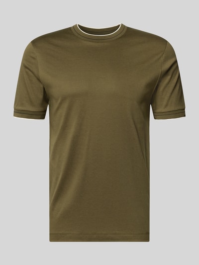 Produktfoto, olivgrünes Slim Fit T-Shirt aus reiner Baumwolle Modell 'Tessler 195' von BOSS, schlichtes Design, Herren T-Shirt von BOSS