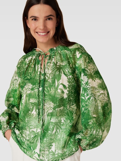 Max Mara Studio Blouse met all-over motief, model 'COBRA' Groen - 3