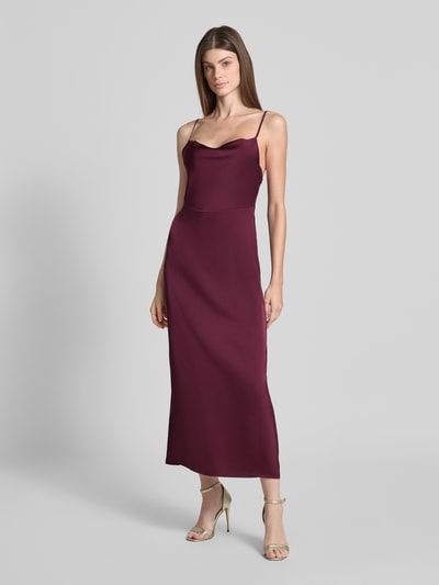 Vila Sukienka midi z satyny z lejącym dekoltem model ‘RAVENNA’ Śliwkowy 1