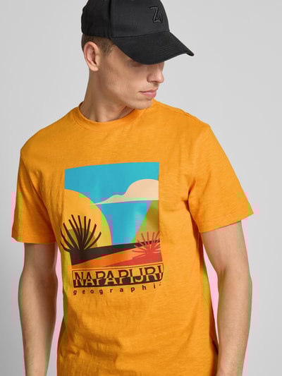 Napapijri T-Shirt mit Label-Print Modell 'ARBIA' Orange 3
