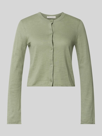 Marc O'Polo Regular Fit Cardigan aus Baumwolle-Leinen-Mix Hellgruen 2