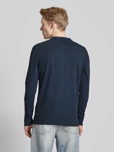Superdry Longsleeve mit Serafino-Ausschnitt Modell 'Grandad' Dunkelblau 5