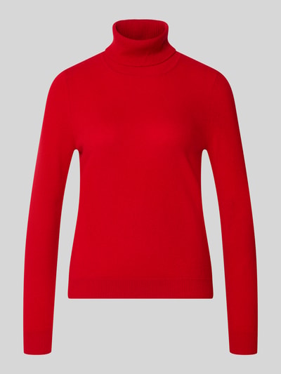 Produktfoto, Regular Fit Rollkragenpullover aus reinem Kaschmir van Christian Berg Woman, effen rood, geribde kraag en boorden, damesmodel