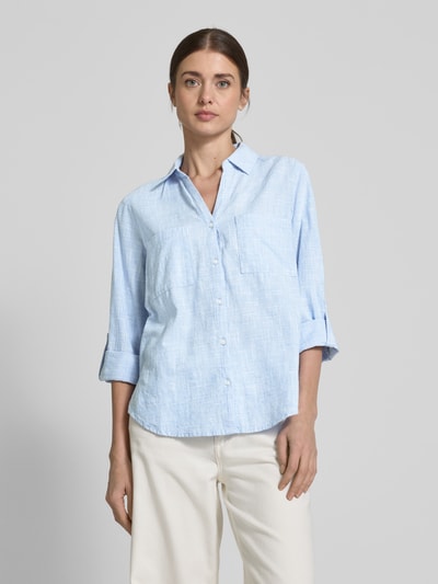 Tom Tailor Loose Fit Hemdbluse aus reiner Baumwolle mit Knopfleiste Hellblau 4