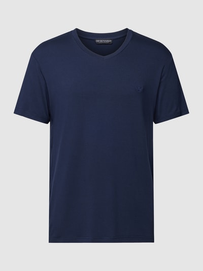 Emporio Armani T-shirt met labelstitching, model 'DELUXE' Donkerblauw - 2