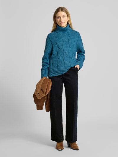 Tom Tailor Wide leg marlenebroek van katoenmix Donkerblauw - 1