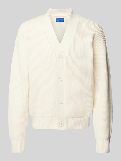 Jack & Jones Cardigan mit V-Ausschnitt Modell 'DASH' Offwhite 1