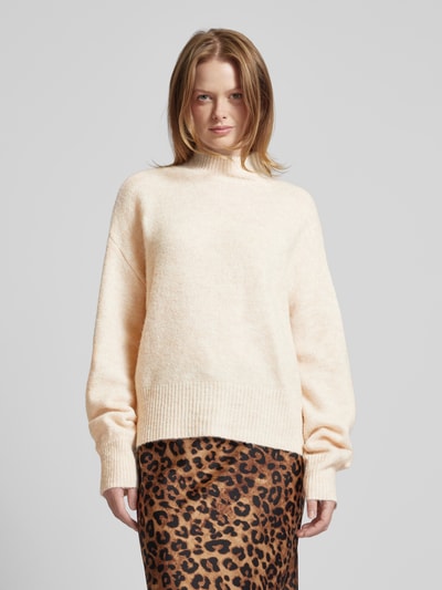 YAS Gebreide pullover met opstaande kraag, model 'ANNE' Beige - 4