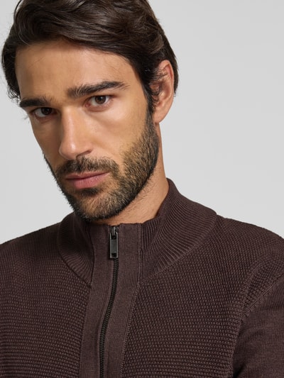 MCNEAL Strickjacke mit Stehkragen Schoko Melange 3