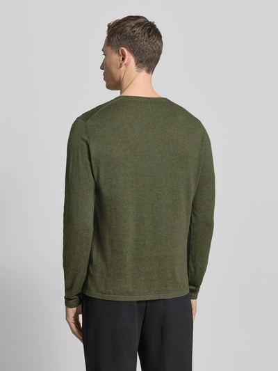 Christian Berg Men Strickpullover mit Rundhalsausschnitt Oliv Melange 5
