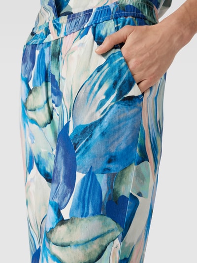 Toni Dress Straight leg stoffen broek met bloemenmotief, model 'Summer' Blauw - 3