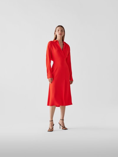 Victoria Beckham Maxikleid mit Umlegekragen Rot 1