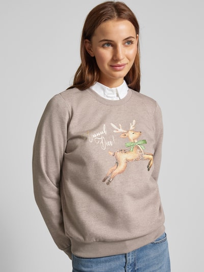 G&C Sweatshirt mit Motiv-Print Taupe Melange 3