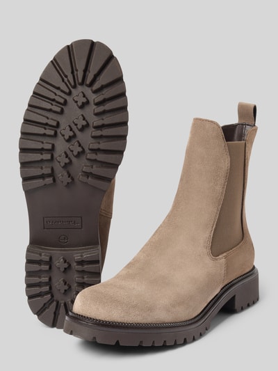 Tamaris Buty chelsea z mieszanki skóry Szarobrązowy 4