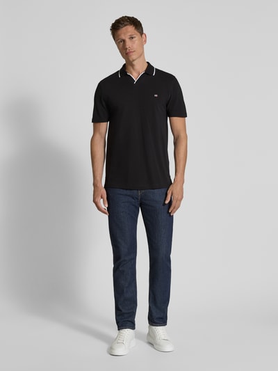 Christian Berg Men Regular fit poloshirt met logostitching en polokraag Zwart - 1