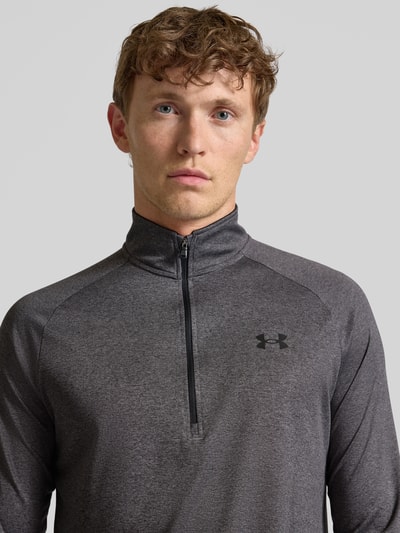 Under Armour Regular fit shirt met lange mouwen en ritssluiting, model 'Tech' Antraciet - 3