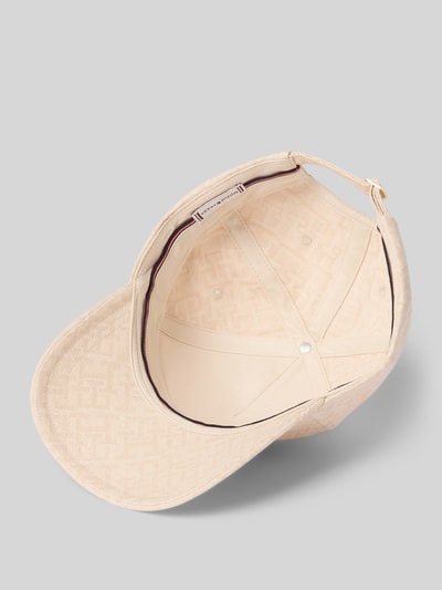 Produktfoto, Basecap aus reiner Baumwolle von Tommy Hilfiger, jasny beż, wzór allover, logo, denim, regulowane zapięcie, bawełna