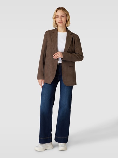 Jake*s Collection Blazer met viscose en paspelzakken Chocoladebruin - 1