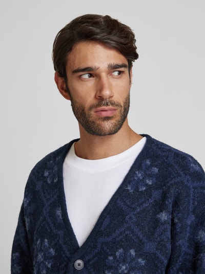 Jack & Jones Premium Cardigan mit V-Ausschnitt Modell 'UMAGNE' Dunkelblau 3